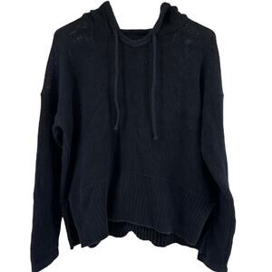 T Alexander Wang Hoodie Knit Sweater Relaxed Pullover 100% Cotton Black Small